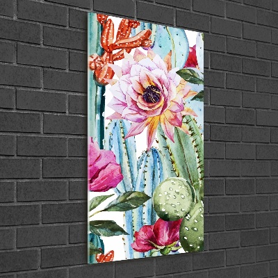 Bild aus glas vertikales Kakteen