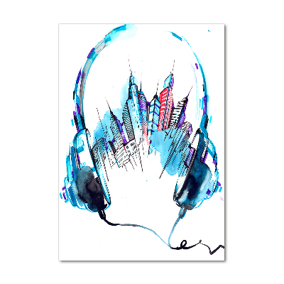 Glasbild vertikales Musik der Stadt