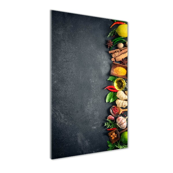Glasbild vertikales Gewürze und Kräuter