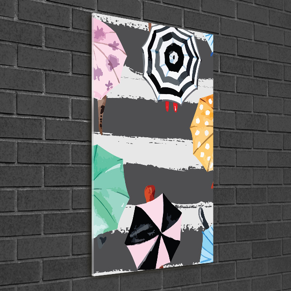 Bild aus glas vertikales Bunte Regenschirme