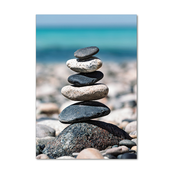 Glasbild vertikales Felsiger Strand