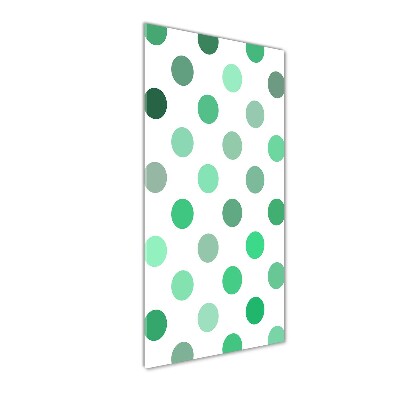 Glasbild vertikales Grüne Punkte