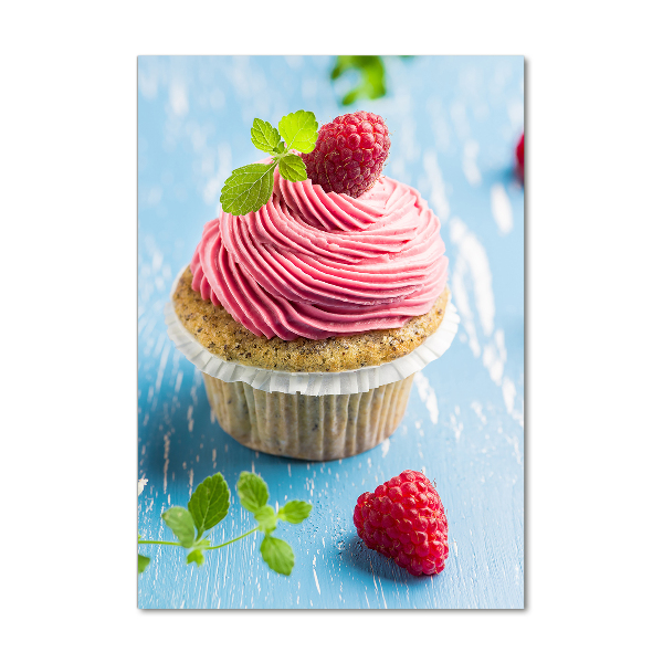 Glasbild vertikales Himbeer-Cupcake