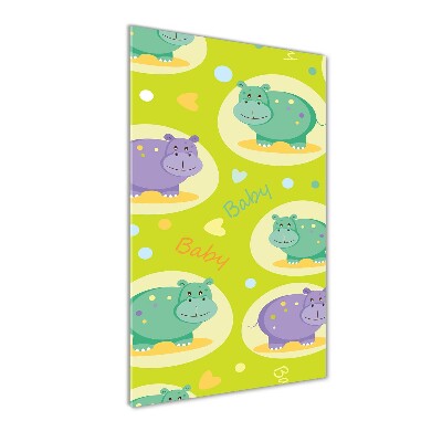 Glasbild vertikales Flusspferde