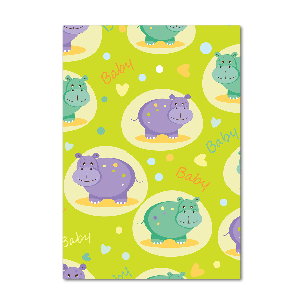 Glasbild vertikales Flusspferde