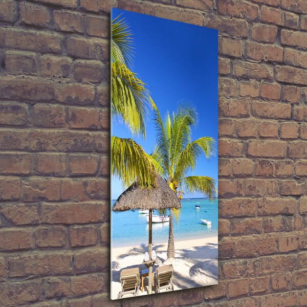 Glasbild vertikales Tropischer Strand