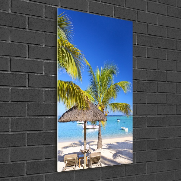 Glasbild vertikales Tropischer Strand