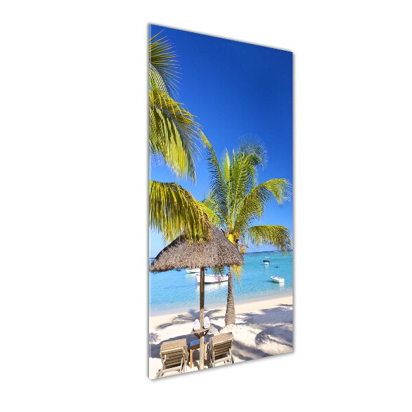 Glasbild vertikales Tropischer Strand