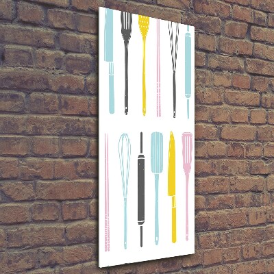 Glasbild vertikales Küchenutensilien