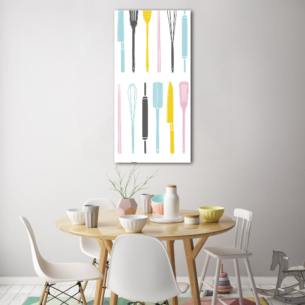 Glasbild vertikales Küchenutensilien