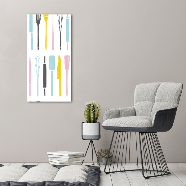 Glasbild vertikales Küchenutensilien