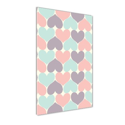 Bild aus glas vertikales Bunte Herzen