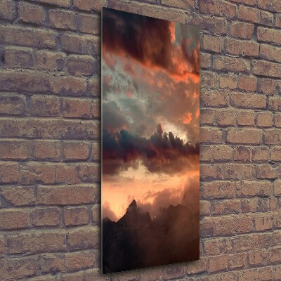 Foto auf glas vertikales Sonnenuntergang in den Bergen