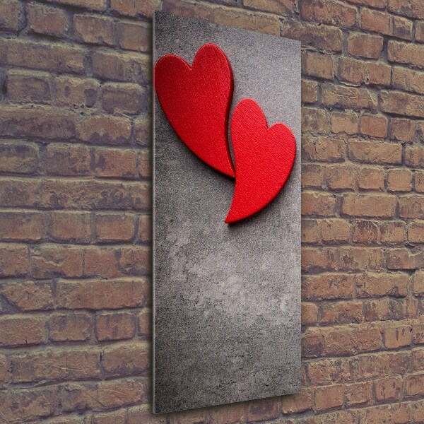 Glasbild vertikales Rote Herzen