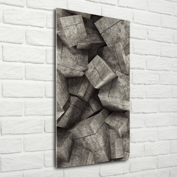 Glasbild vertikales Betonwürfel