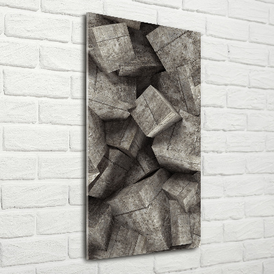 Glasbild vertikales Betonwürfel