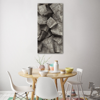 Glasbild vertikales Betonwürfel