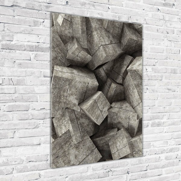 Glasbild vertikales Betonwürfel