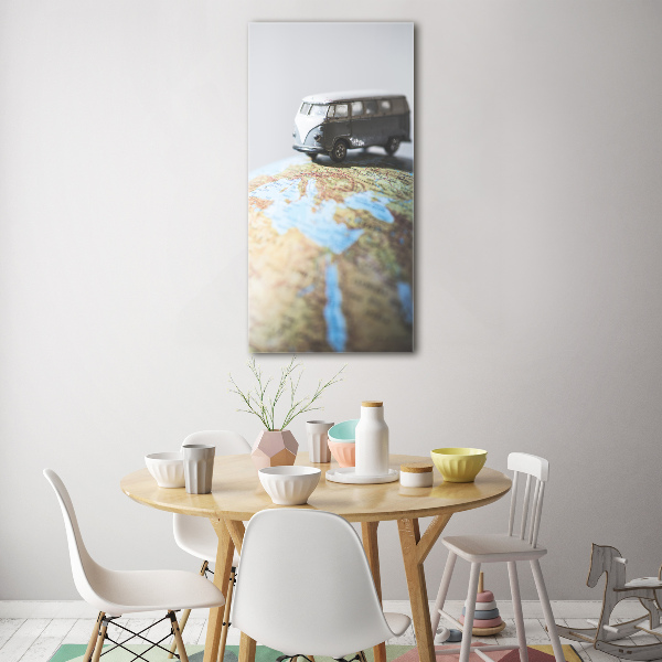 Foto auf glas vertikales Van auf einem Globus
