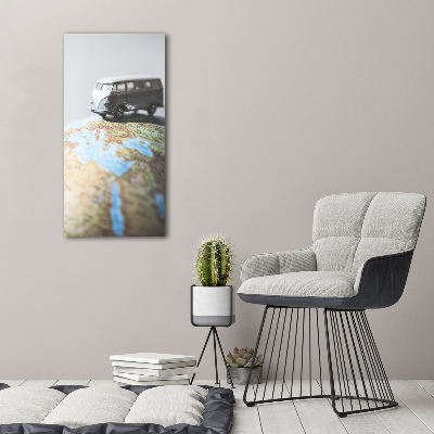 Foto auf glas vertikales Van auf einem Globus