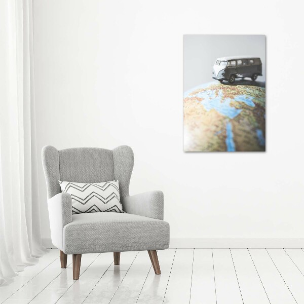 Foto auf glas vertikales Van auf einem Globus