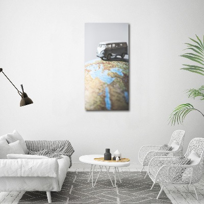 Foto auf glas vertikales Van auf einem Globus