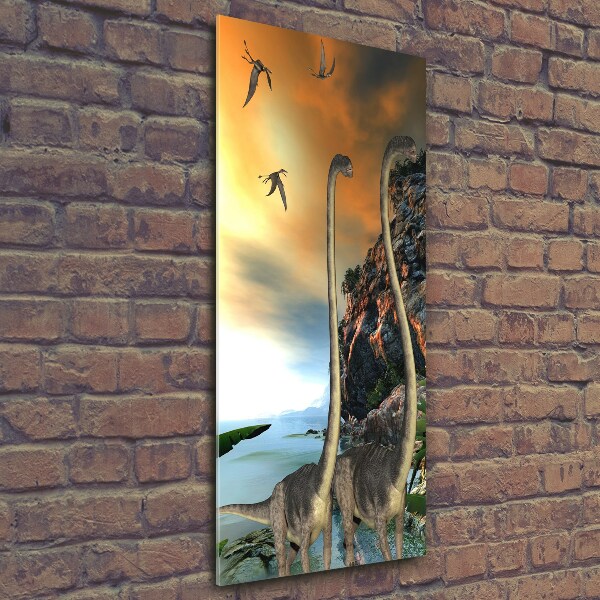 Glasbild vertikales Dinosaurier
