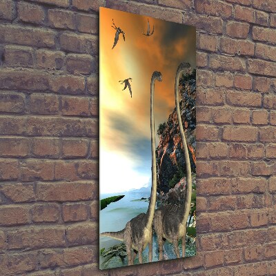 Glasbild vertikales Dinosaurier