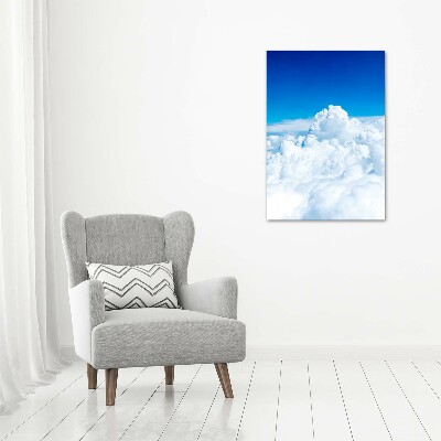 Bild aus glas vertikales Flug über den Wolken