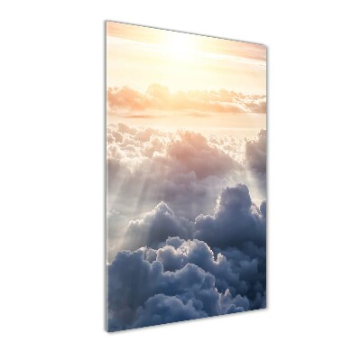 Bild aus glas vertikales Flug über den Wolken