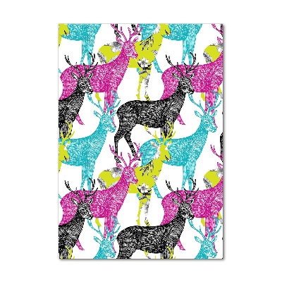 Glasbild vertikales Bunte Hirsche
