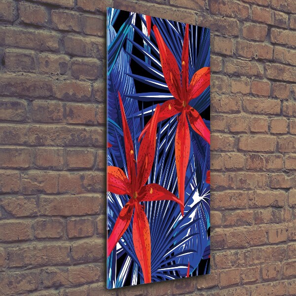 Bild aus glas vertikales Tropische Blumen