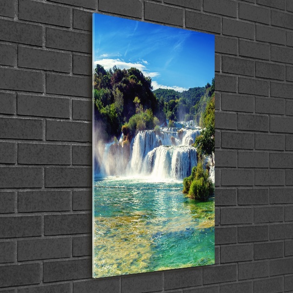 Bild aus glas vertikales Krka-Wasserfall