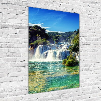 Bild aus glas vertikales Krka-Wasserfall