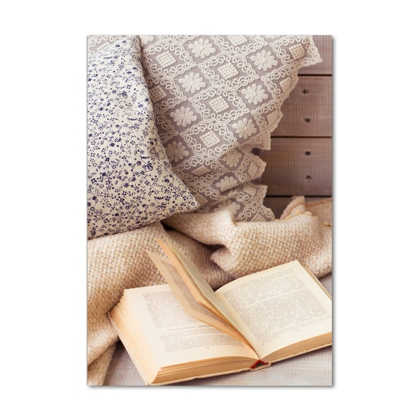 Glasbild vertikales Entspannung mit einem Buch