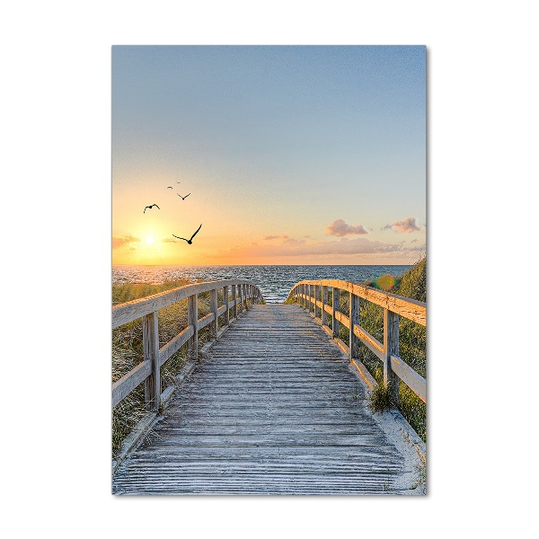 Glasbild vertikales Weg zum Strand
