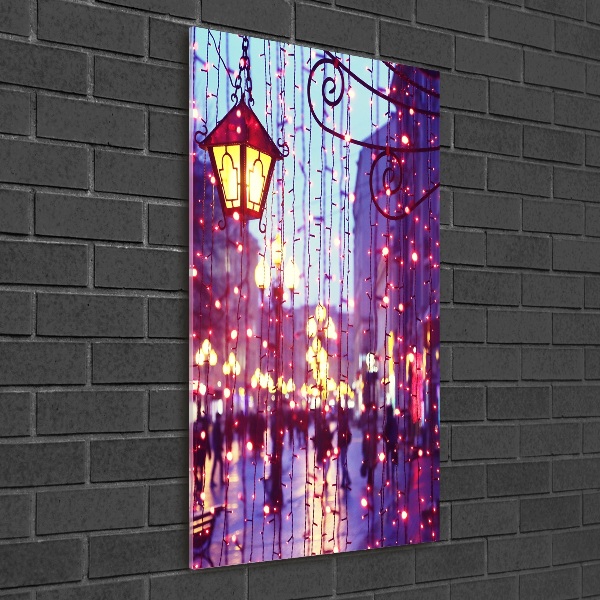 Glasbild vertikales Lichter in der Stadt