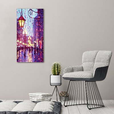 Glasbild vertikales Lichter in der Stadt