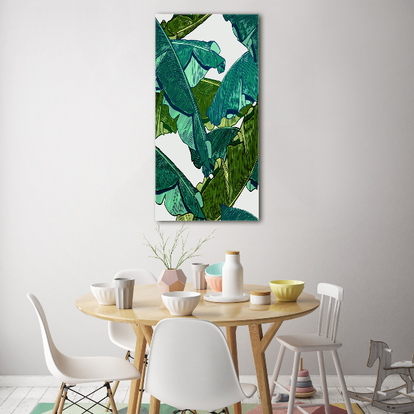 Glasbild vertikales Bananenblätter