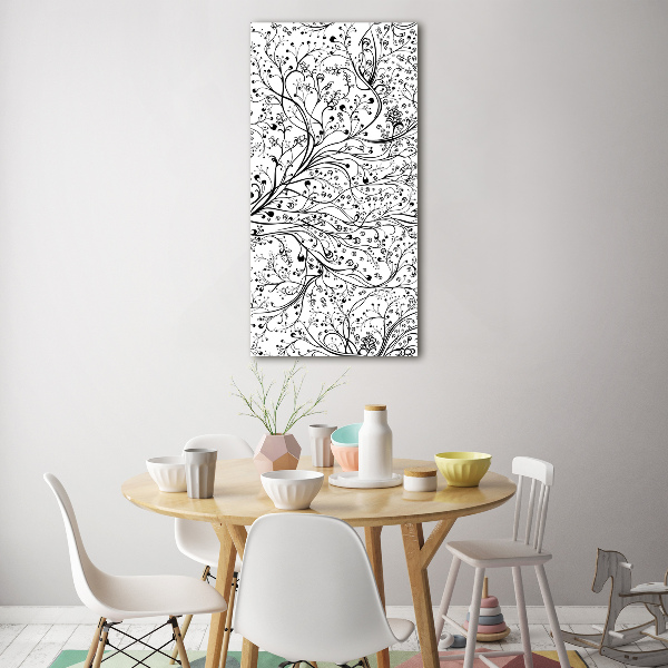Glasbild vertikales Zweige