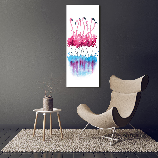 Bild aus glas vertikales Flamingos