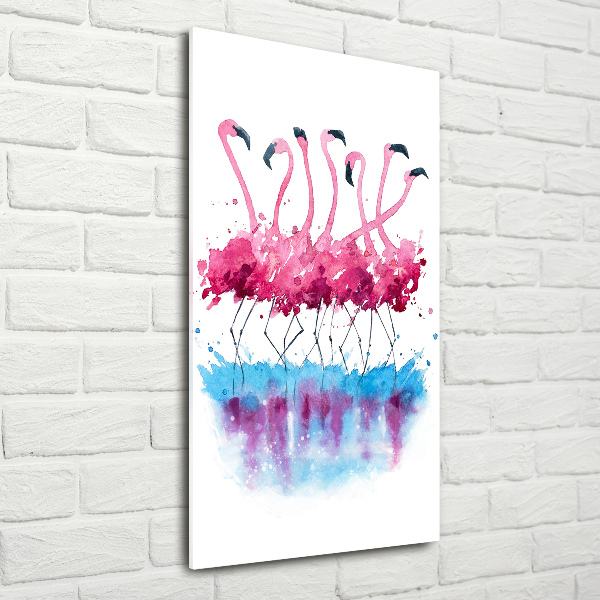 Bild aus glas vertikales Flamingos