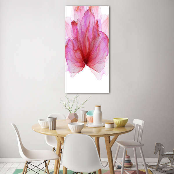 Glasbild vertikales Rosa Blume