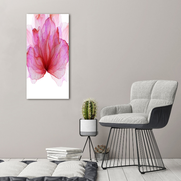 Glasbild vertikales Rosa Blume