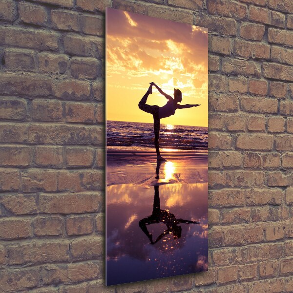 Bild aus glas vertikales Yoga am Strand