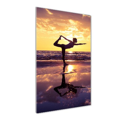 Bild aus glas vertikales Yoga am Strand
