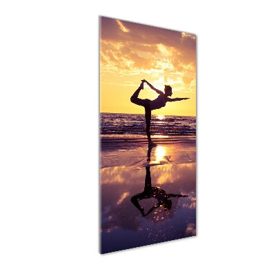Bild aus glas vertikales Yoga am Strand