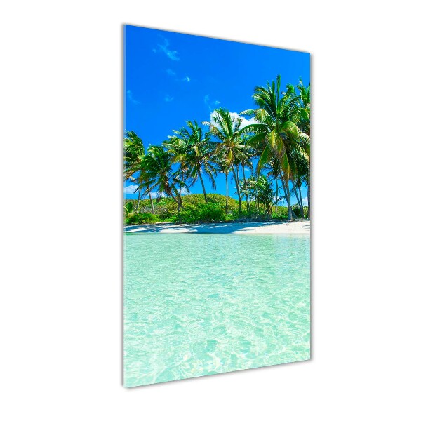Glasbild vertikales Tropischer Strand
