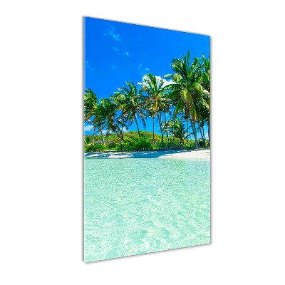 Glasbild vertikales Tropischer Strand