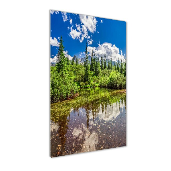 Bild aus glas vertikales See in den Bergen